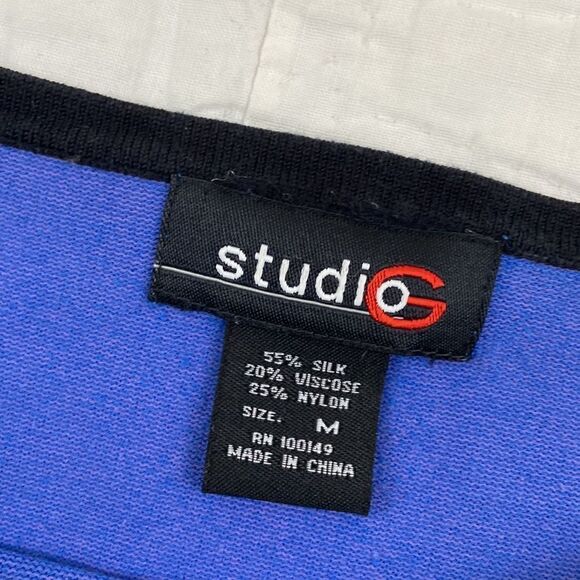 Vintage Studio G Silk Blend Colorblock Quarter Sleeve Shirt size Medium - Picture 2 of 6